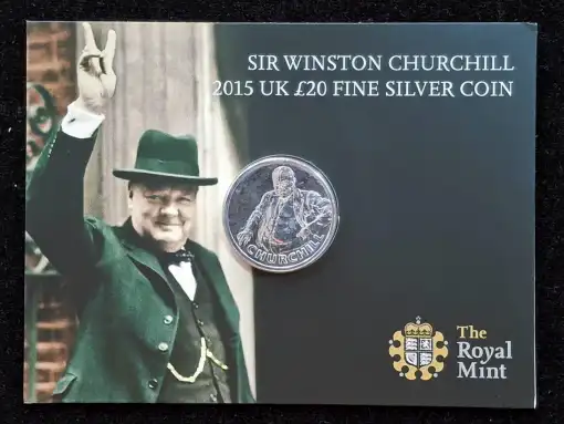 United Kingdom 20 Pounds 2015 - Elizabeth II Sir Winston Churchill Commemorative issue Royal Mint Issue Rare Silver (Weight 15.71 g)