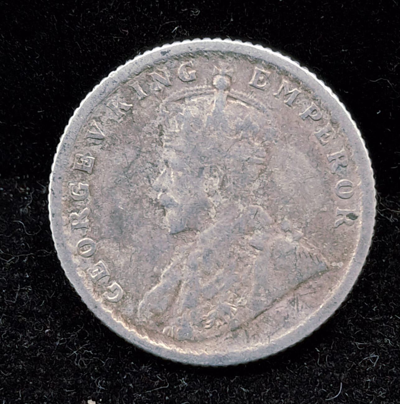 India - British ¼ Rupee 1918 - George V Rare Silver Coin #V-69
