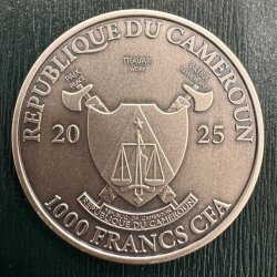 Alternative view of Lord Ram - Vishnu’s 7th Incarnation  (Hindu Gods series) 2025 Cameroon 🇨🇲 1000 Francs CFA 1 oz 999 silver / Antique Finish Individual Serialised - Maximum Mintage 108 With Box & COA Price in Pm
