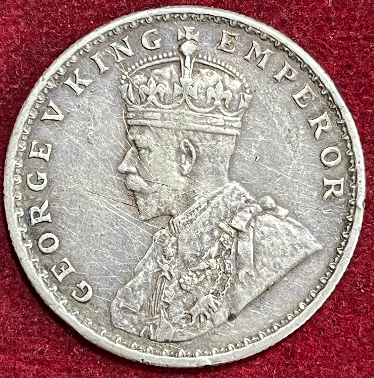 BRITISH INDIA 1 RUPEES 1918 -GEORGR V RARE COIN #V-301 (Copy)