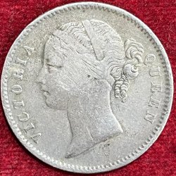 Alternative view of BRITISH INDIA 1 RUPEES -VICTORIA 1840 RARE SILVER COIN #V-305
