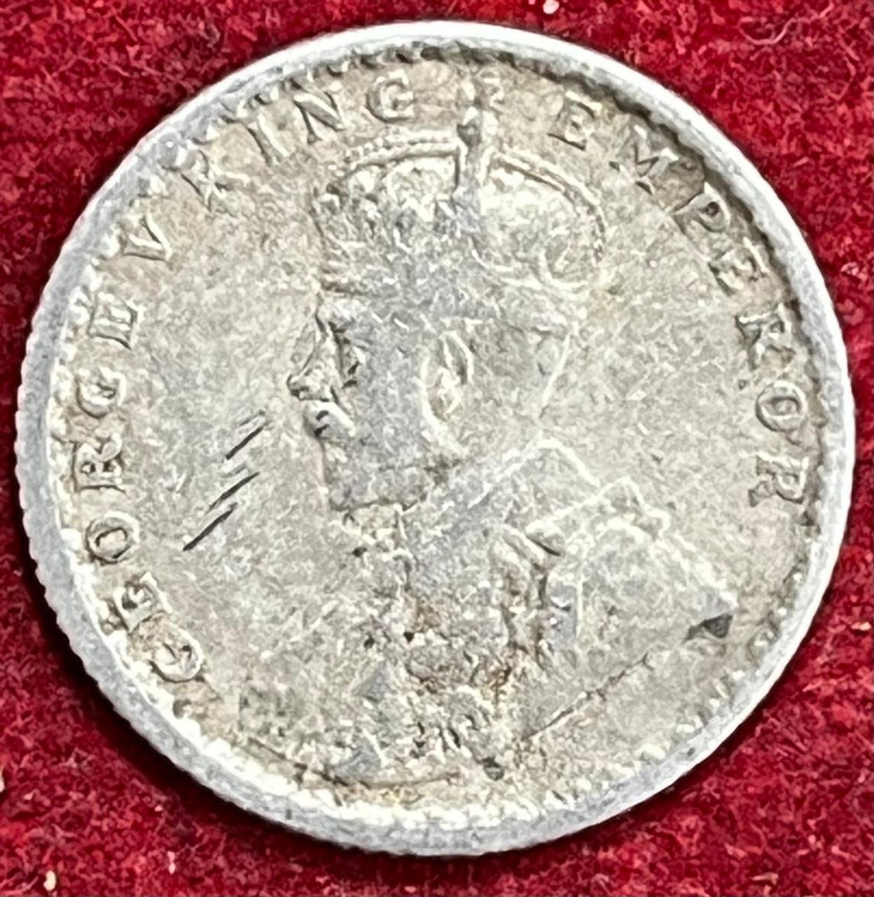 GEORGE V KING 1/4 RUPEES 1936 RARE SILVER COIN #V-308