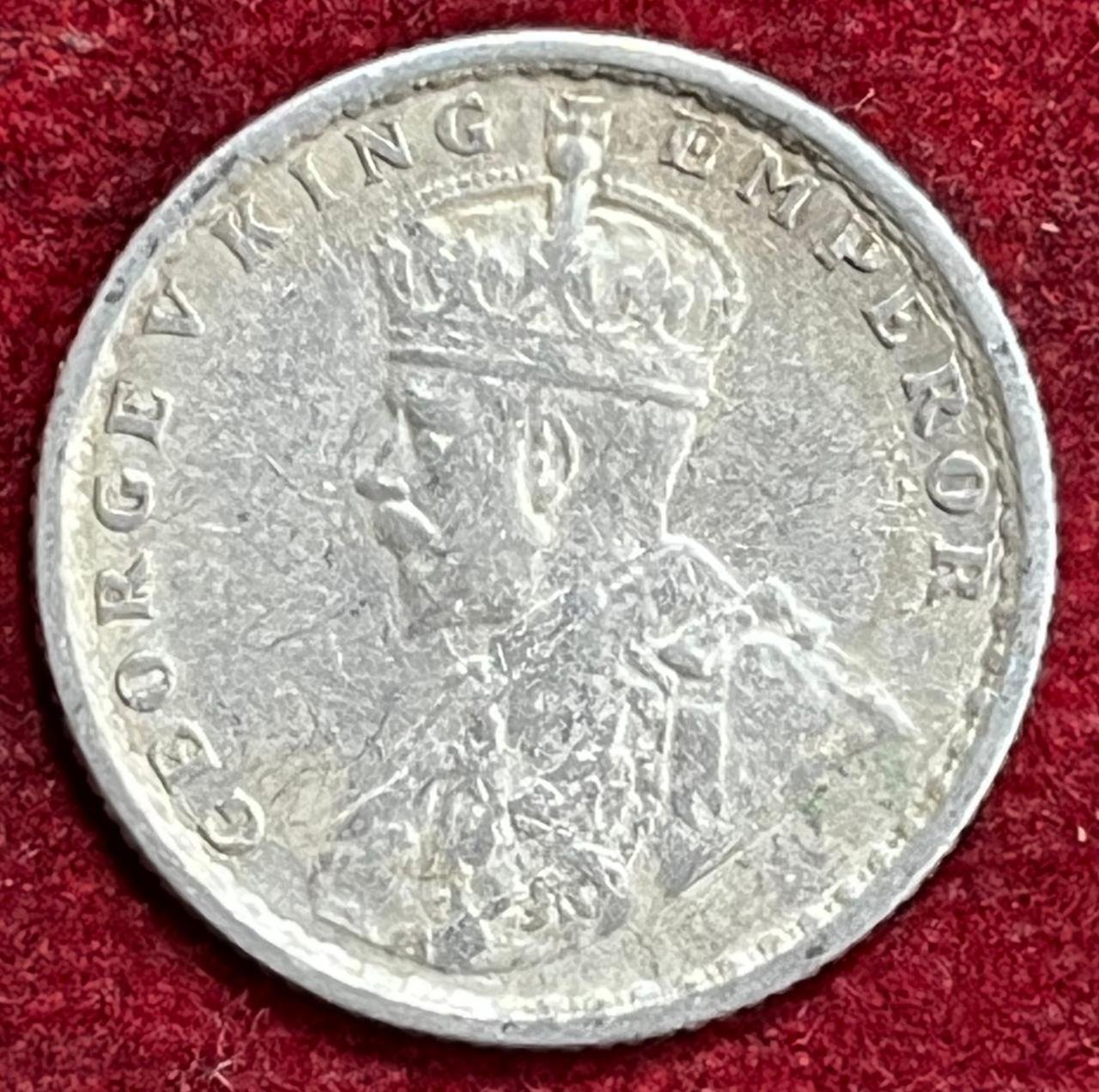 GEORGE V KING 1/4 RUPEES 1919 RARE SILVER COIN #V-310
