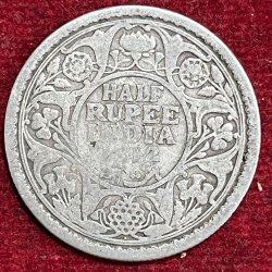 BRITISH INDIA 1/2 RUPEES -GEORGE V 1912 RARE COIN #V-316