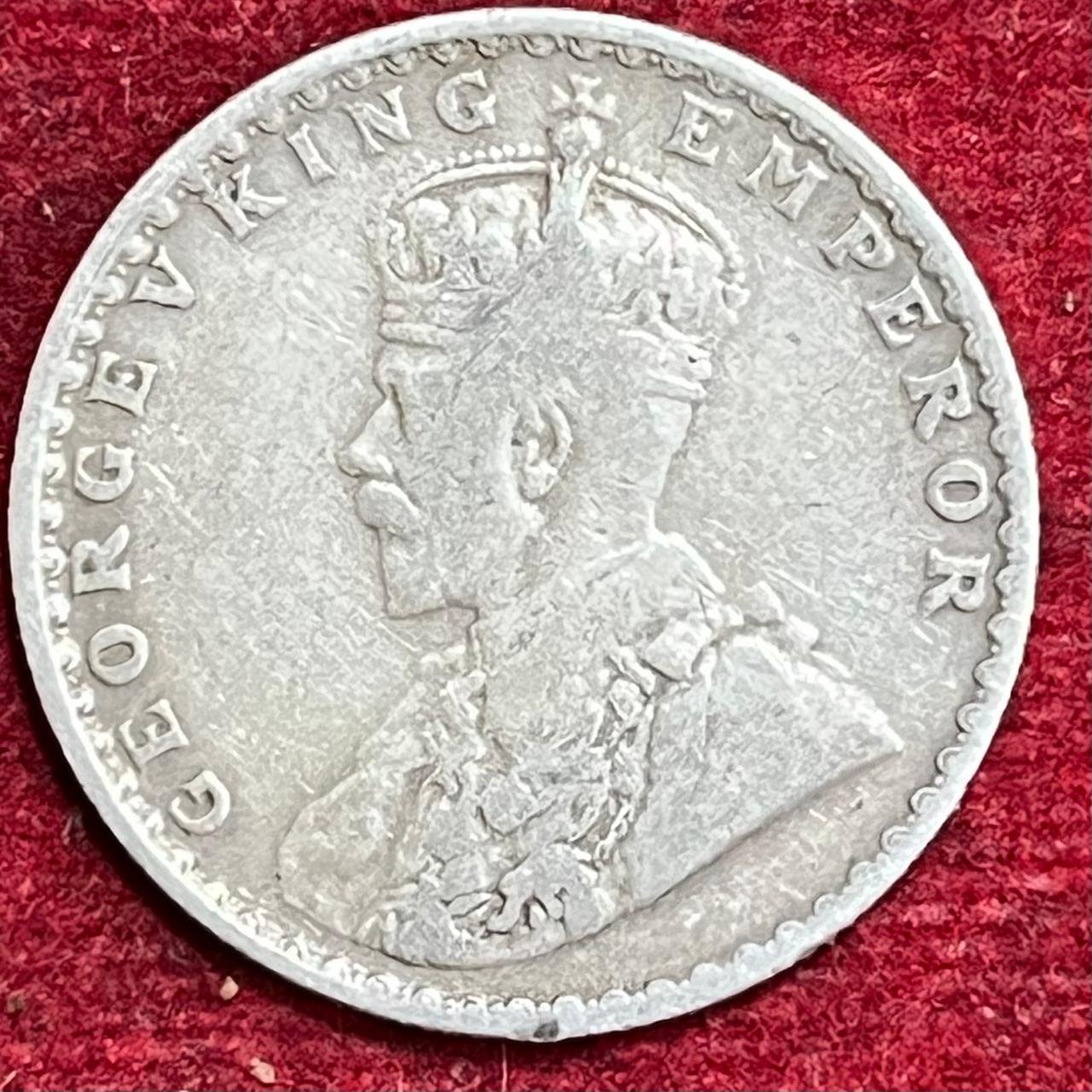 BRITISH INDIA 1/2 RUPEES -GEORGE V 1926 RARE SILVER COIN #V-319