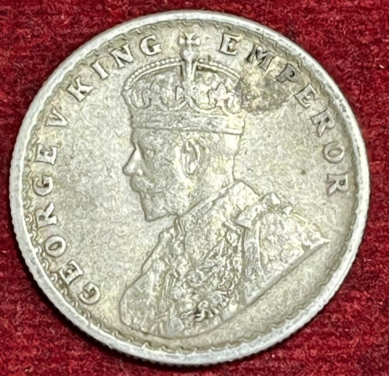 BRITISH INDIA 1/2 RUPEES -GEORGE V 1936 RARE SILVER COIN #V-331