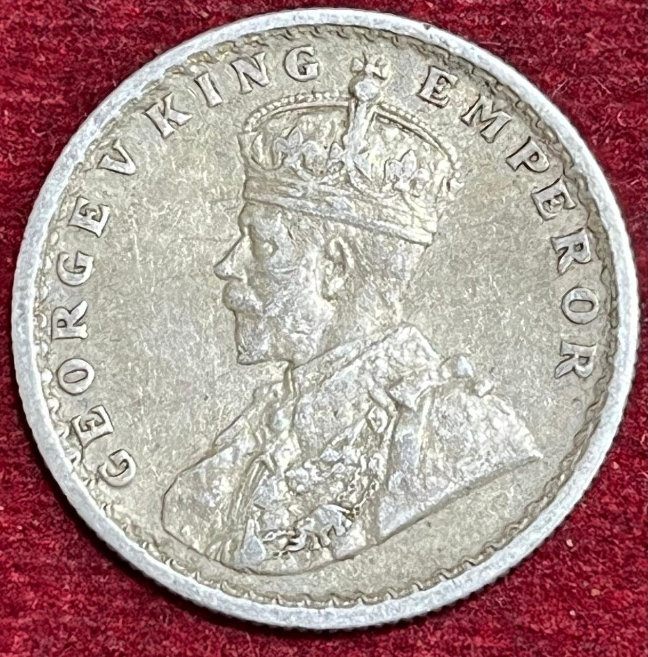 BRITISH INDIA 1/2 RUPEES -GEORGE V 1936 RARE SILVER COIN #V-332