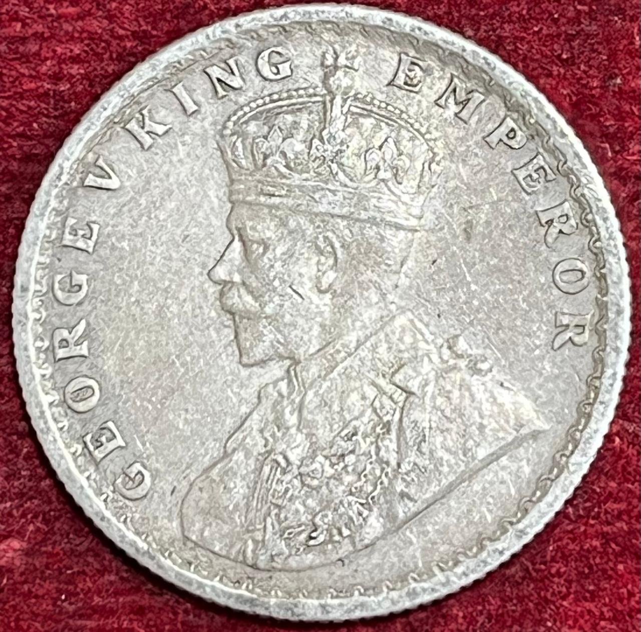 BRITISH INDIA 1/2 RUPEES -GEORGE V 1936 RARE SILVER COIN #V-333