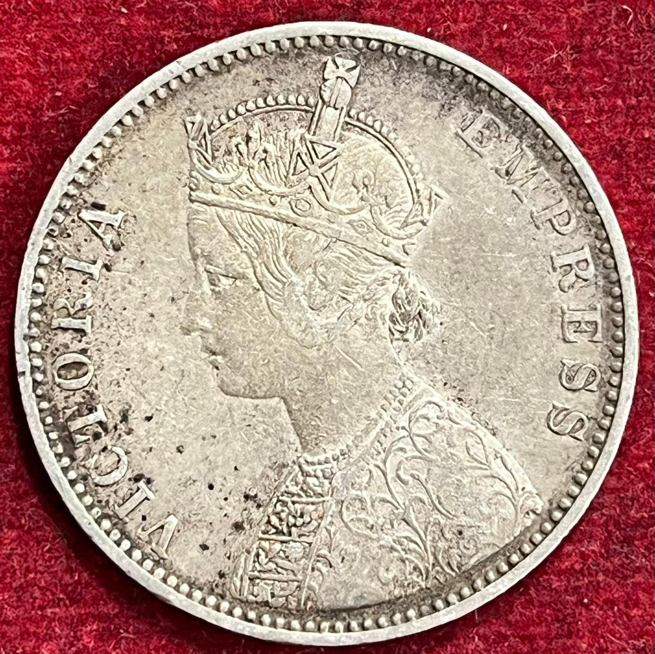BRITISH INDIA VICTORIA ONE RUPEES 1878 RARE SILVER COIN #V-338