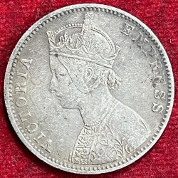 Alternative view of BRITISH INDIA VICTORIA ONE RUPEES 1900 RARE SILVER COIN #V-339