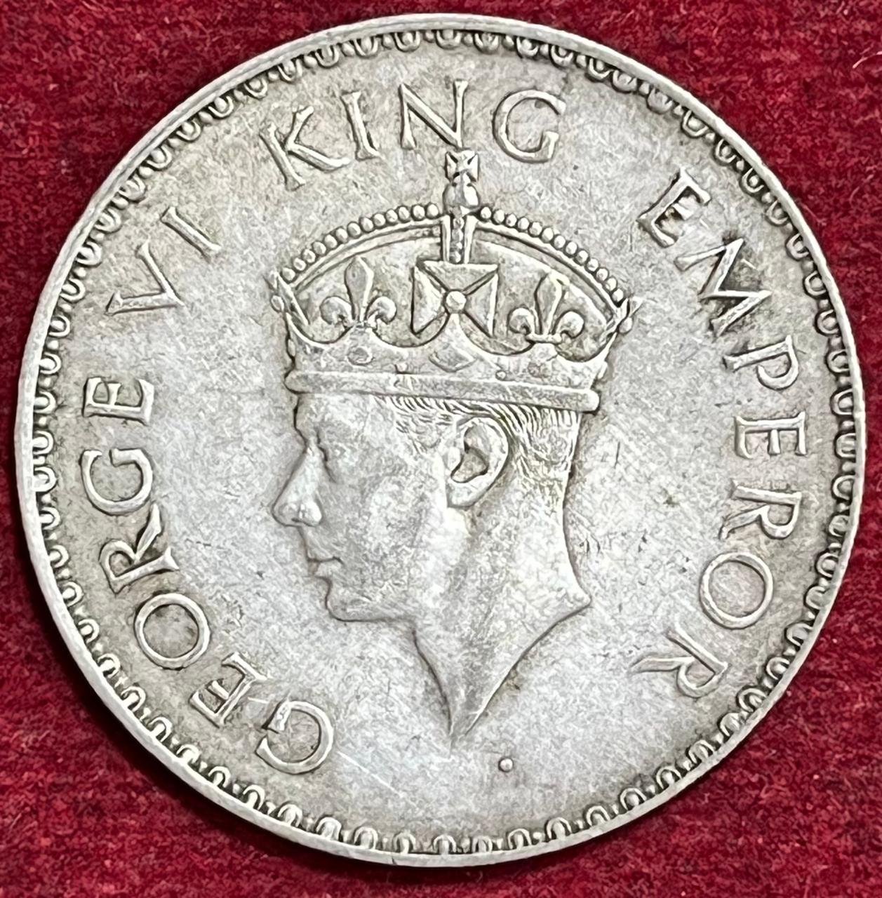 BRITISH INDIA 1 RUPEES GEORGE VI 1940 RARE SILVER COIN #V-342