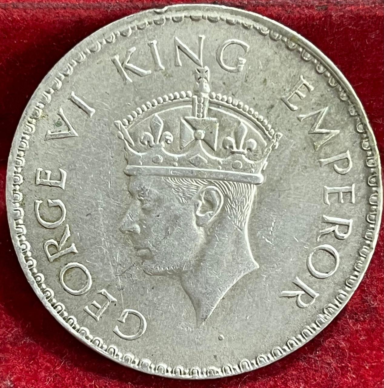 BRITISH INDIA 1 RUPEES GEORGE VI 1940 RARE SILVER COIN #V-345