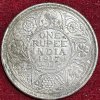 BRITISH INDIA 1 RUPEES GEORGE V 1917 RARE SILVER COIN #V-370