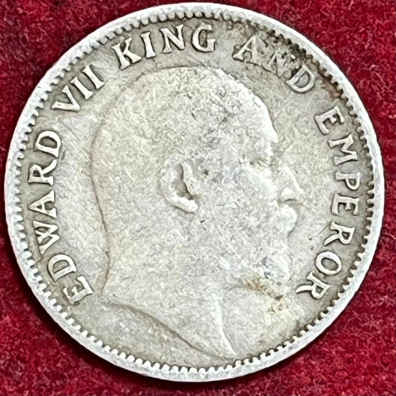 BRITISH INDIA 1/4 RUPEES 1904 RARE SILVER COIN #V-364