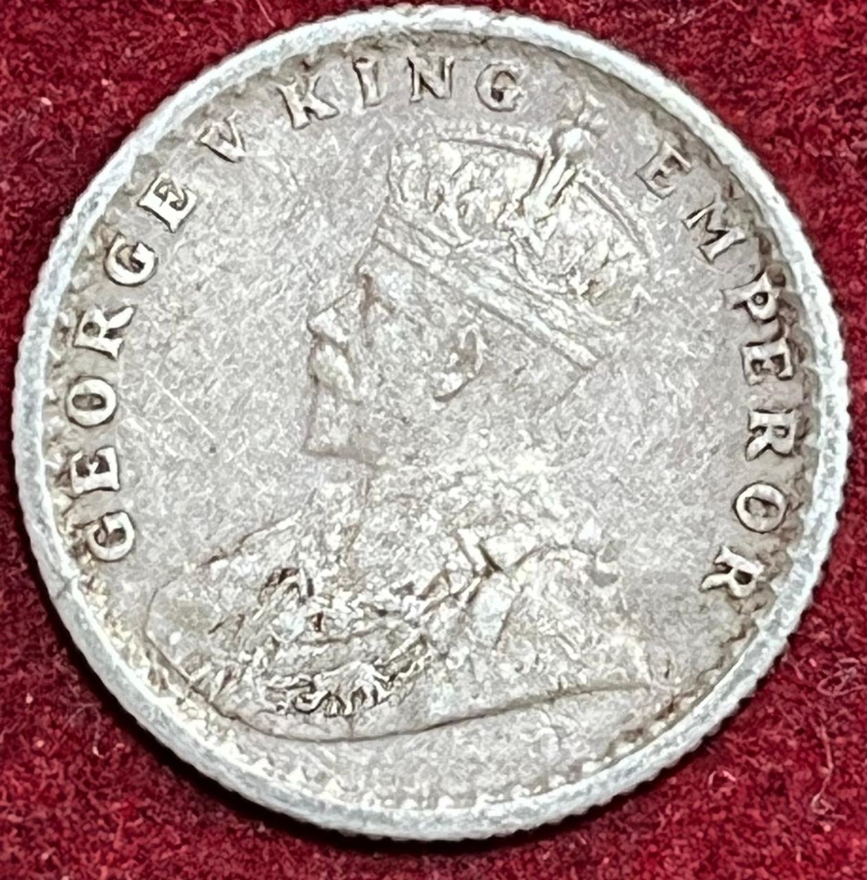 BRITISH INDIA 1/4 GEORGE V 1936 RARE SILVER COIN #V-386