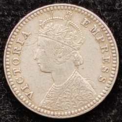 Alternative view of British India Two Anna -1882 Victoria Rare High Grade Coin #I-141