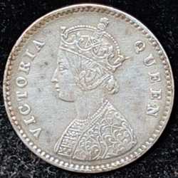 Alternative view of British India Two Anna -1862 Victoria Rare High Grade Coin #I-144
