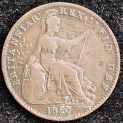 Alternative view of 1822 United Kingdom 1 Farthing - George IV 1st issue 1 Farthing (1⁄960) Weight 4.72 g Extremely rare coin # 1020