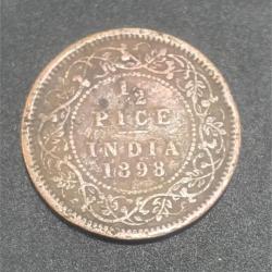British India ½ Pice 1898 Victoria Rare Coin #I-222