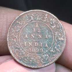 British India 1⁄12 Anna 1899 - Victoria Rare lowest price Coin #I-220