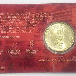 Alternative view of 5 Rs (SHRI MATA VAISHNIO DEVI) COMMEMORATIVE ISSUE RARE COIN CARD SPECIAL EDITION