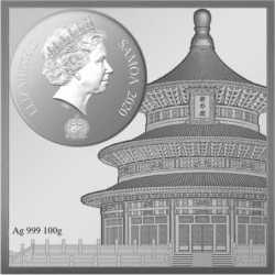 Alternative view of DRAGON AND PHOENIX TEMPLE OF HEAVEN Caisson Ceiling Silver Coin 10$ Samoa 2021 Ultra Rare