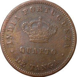 Alternative view of Copper 1/4 Tanga of Ludovicus I(AD 1881) of Indo-Portugal KM # 308 Scarce