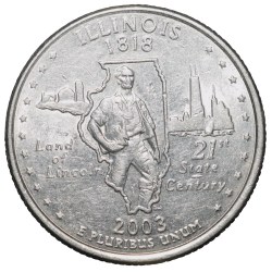 Nickel 1/4 Dollar of United States of America (AD 2003) Commemorative Issue 'ILLINOIS - Land of Lincoln' State