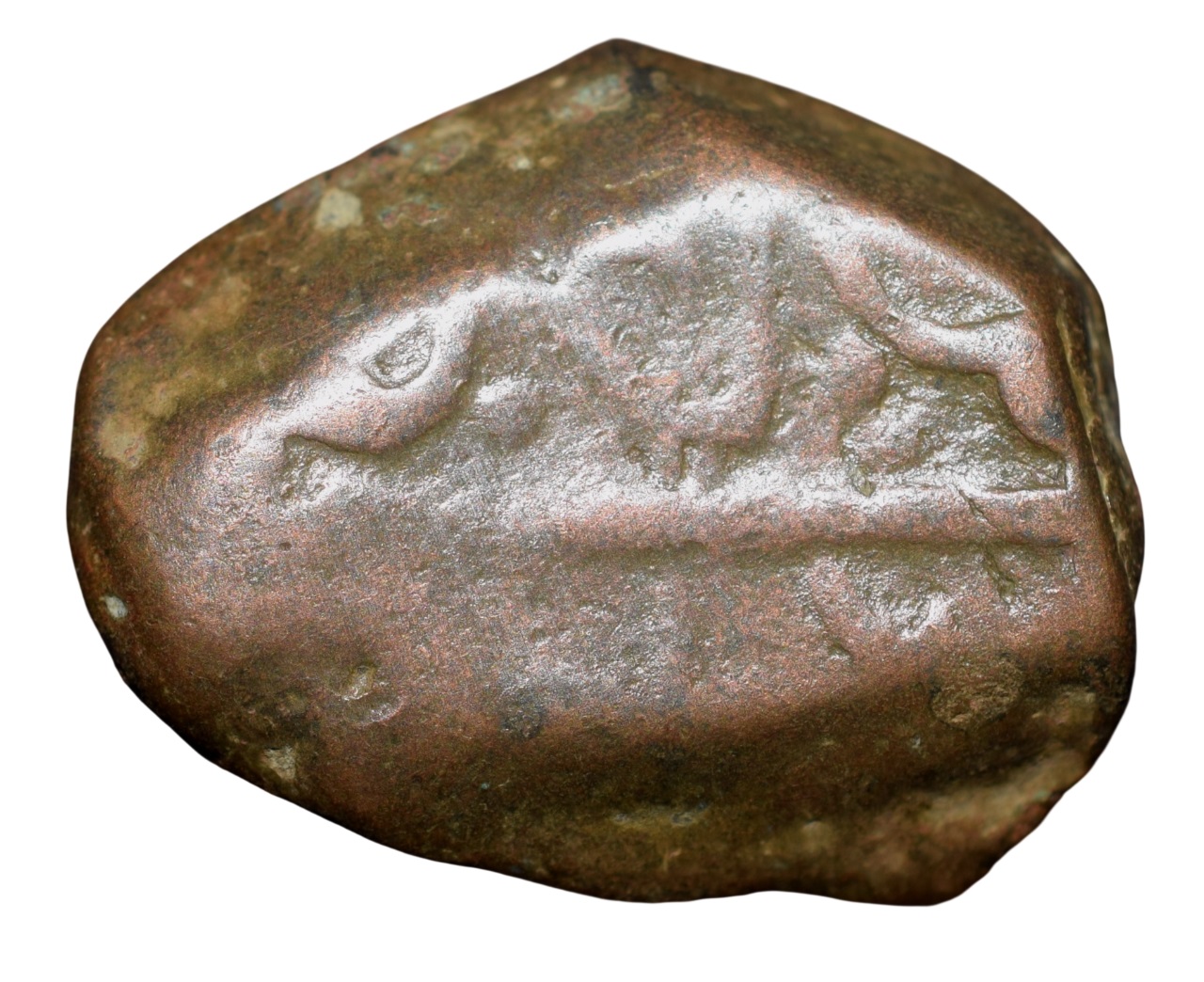 Copper Paisa of Bhonsala Raja's of Nagpur (17th - 18th Cen. AD) with Elongated Fish Type 71.1 Very Rare