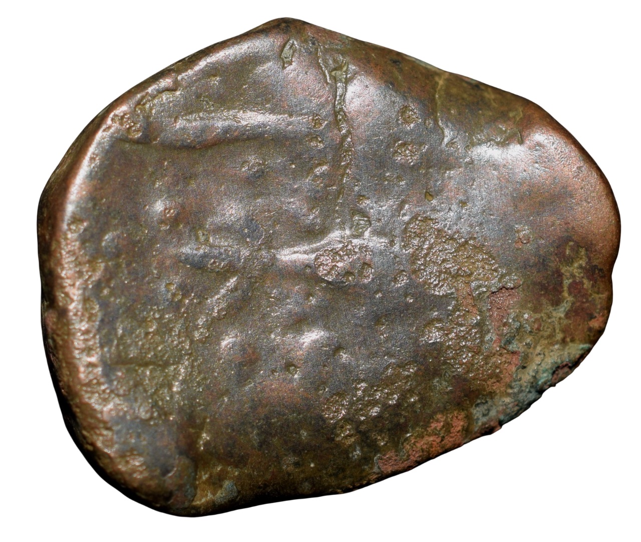 Copper Paisa of Bhonsala Raja's of Nagpur (17th - 18th Cen. AD) with Elongated Fish Type 71.1 Very Rare - Image 2