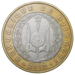 Alternative view of Bi-Metal 250 Francs of Djibouti (AD 2012) with the Francolin a threatened bird of Djibouti