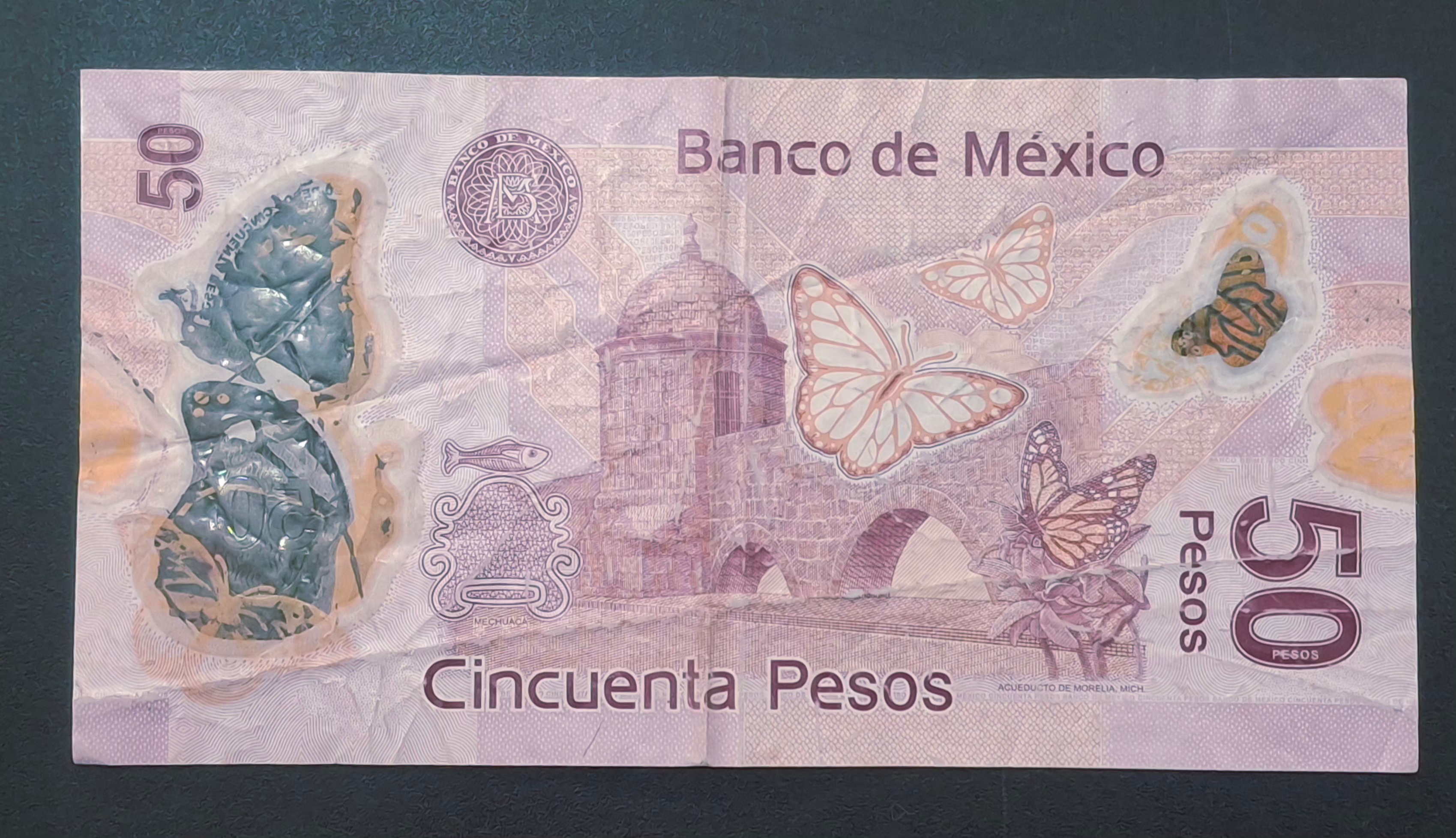 Mexico 50 Pesos Rare Polymer World Note #B2 - Image 2