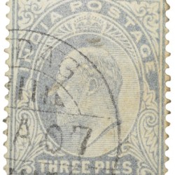 Postal Stamp of Edward VII 3 Pies Grey Colour - Used Condition as per image.