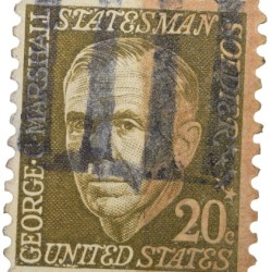 Postal Stamp of USA - 20 Cents - George Marshall - Used Condition as per Image.