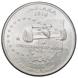 Nickel 1/4 Dollar of United States of America (AD 2002) Commemorative Issue 'Indiana - Crossroads of America' State