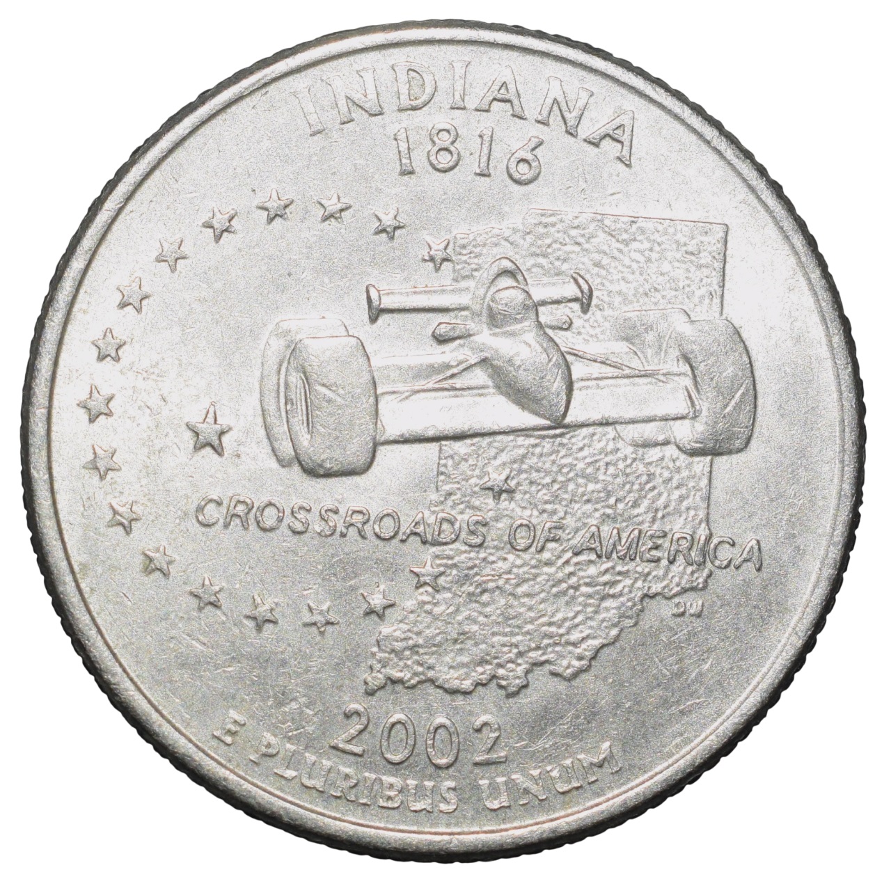 Nickel 1/4 Dollar of United States of America (AD 2002) Commemorative Issue 'Indiana - Crossroads of America' State