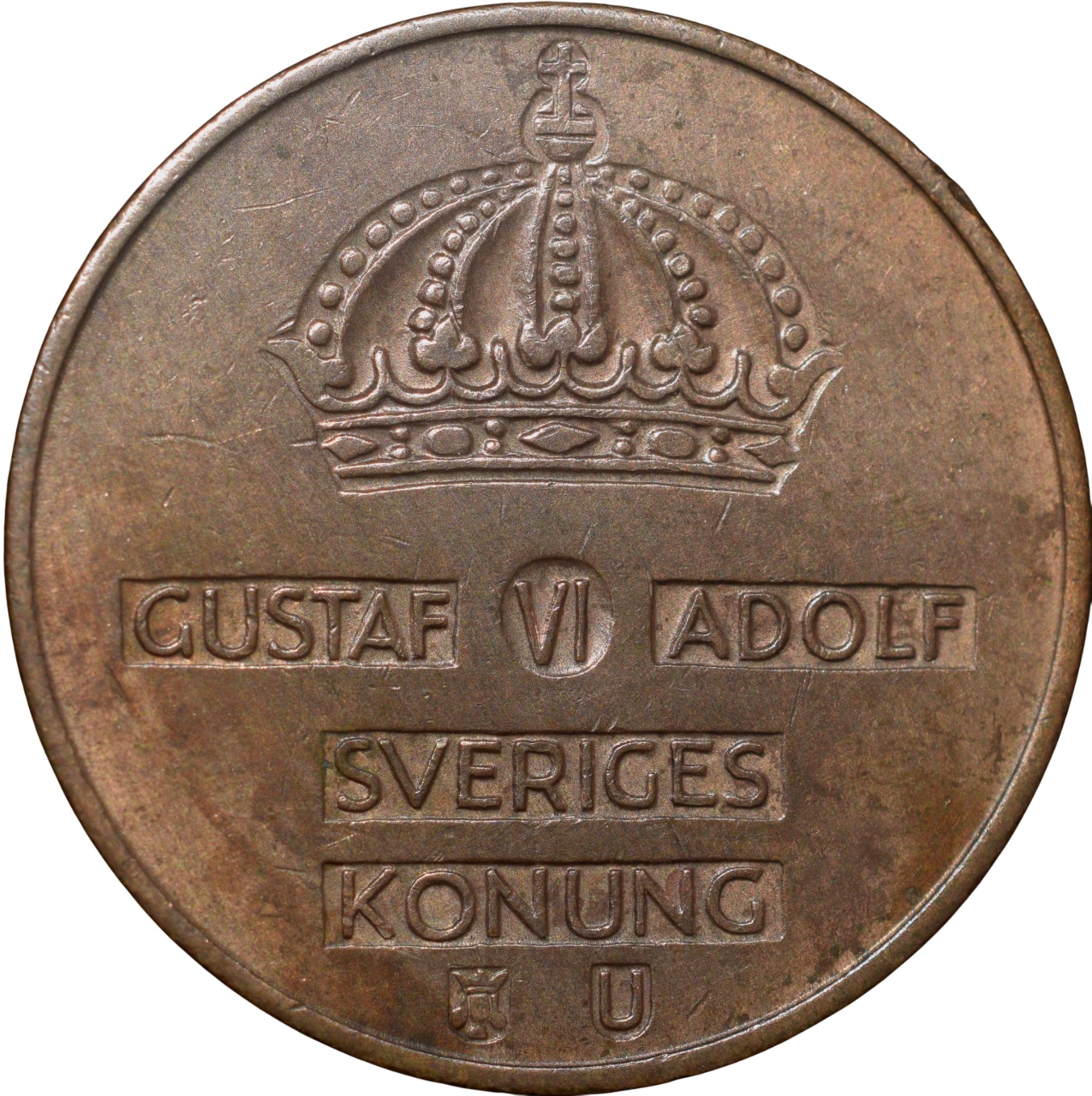 Bronze 5 Ore of Gustaf VI (AD 1970) of Sweden
