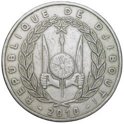Alternative view of Copper-Nickel 100 Francs of Djibouti (AD 2010) with Two Camels facing right