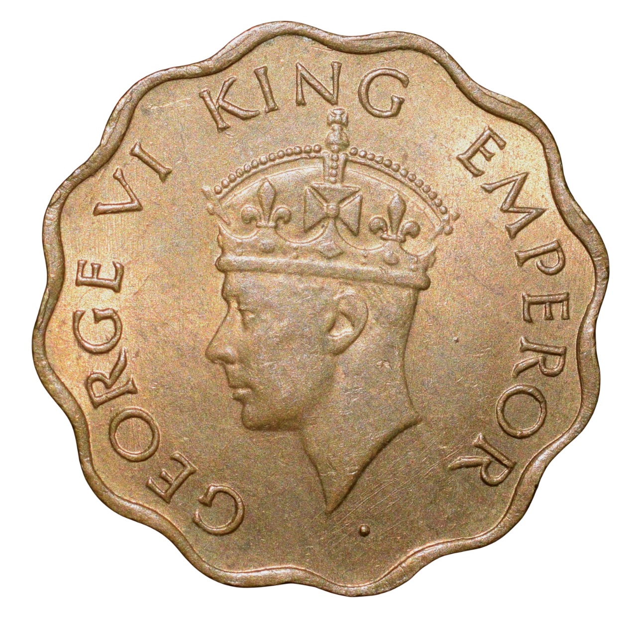 Nickel-Brass 1 Anna of George VI (AD 1943) of Bombay Mint UNC Grade