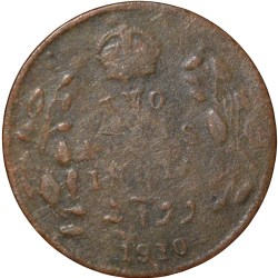 Alternative view of Bronze 2 Annas of Edward VII (AD 1910) of Calcutta Mint Restrike or Unlisted Type