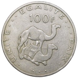 Copper-Nickel 100 Francs of Djibouti (AD 2007) with Two Camels facing right