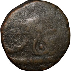 Copper 1/2 Anna of Indore State (17th - 18th Cen.AD) with Shivalingam & Dagger of Ujjain Mint