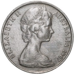 Alternative view of Copper-Nickel 10 Cents of Elizabeth II (AD 1967) from Australia with LyreBird