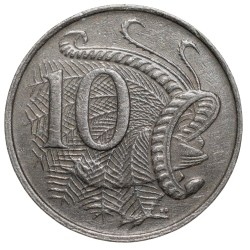 Copper-Nickel 10 Cents of Elizabeth II (AD 1967) from Australia with LyreBird