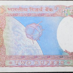 Alternative view of 2 Rupees of Republic India (AD 1985-1990) R. N. Malhotra Signature UNC Grade