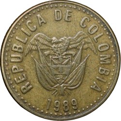 Brass 5 Pesos of Colombia Country (AD 1989)