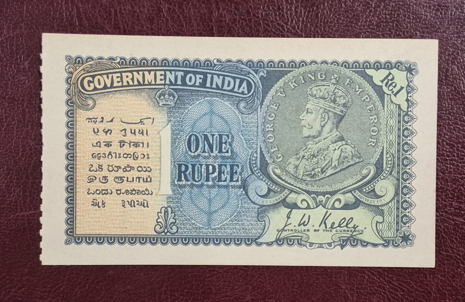 British India George fifth Gem unc 1935 one ruppes gem unc Extermaly rare note