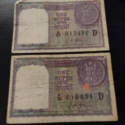 Alternative view of Rare 1957 Good Condition 2 Notes Given Signature L.K Jha Year 1957