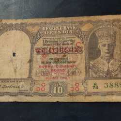 BRITISH INDIA 🇮🇳 BURMA OVER PRINT GEORGE VI RUPPE 10 CD deshmukh portrait of George VI