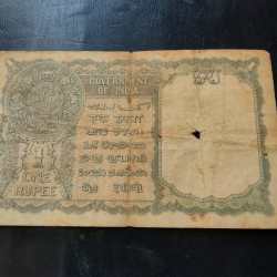 Alternative view of Note BRITISH INDIA YEAR 1940 RARE One RUPEE KING 👑 GEORGE Vl